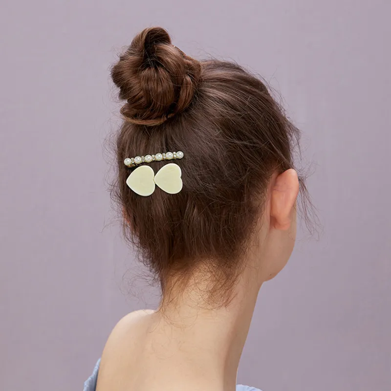 ROYALSASA Acrylic Faux Pearl Hair Clips Women's-1