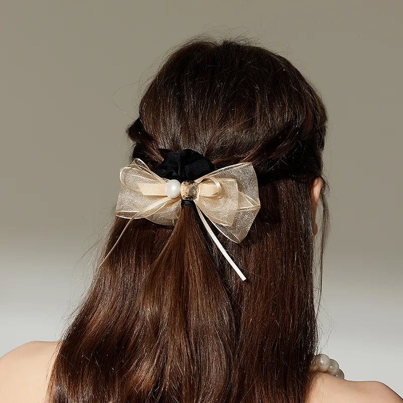 ROYALSASA Polyester Faux Crystal Faux Pearl Hair Tie Women's-2