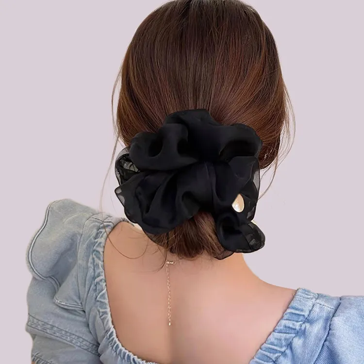 ROYALSASA Silk Chiffon Hair Tie Women's-1
