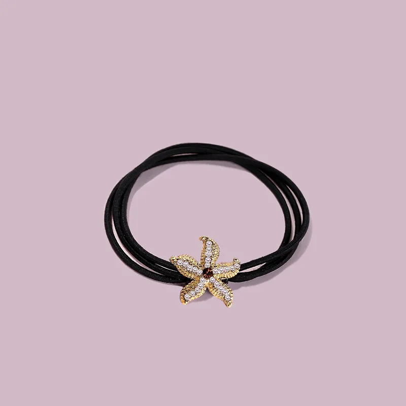 ROYALSASA 3 Strand Rubber Band, Alloy, Faux Crystal Hair Tie Women's-2