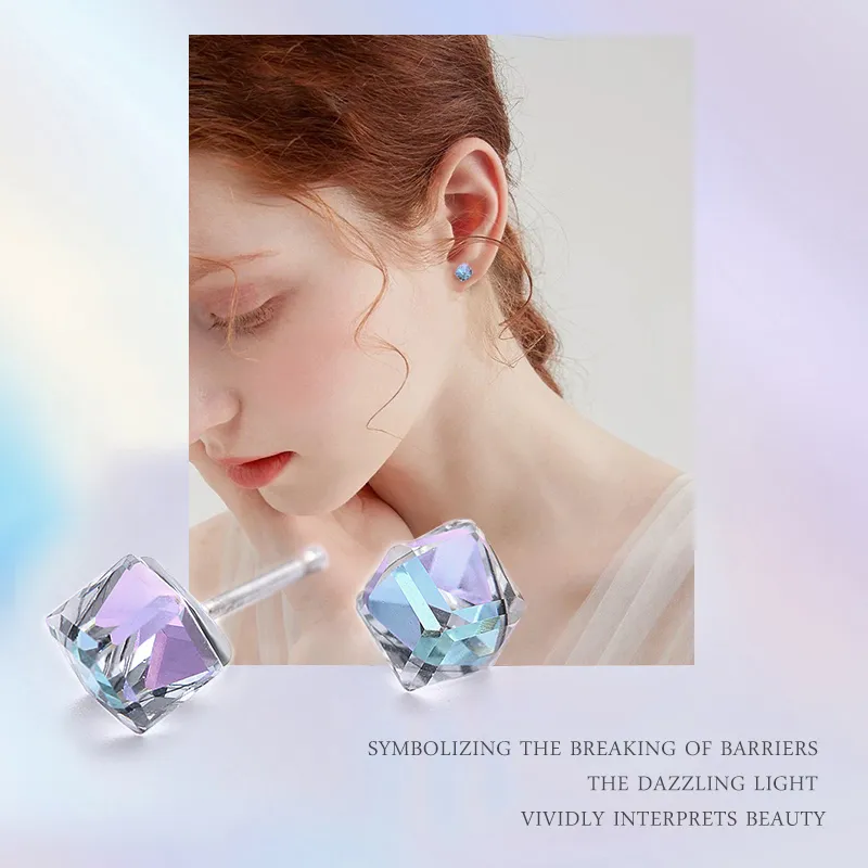 ROYALSASA Alloy, Faux Crystal Stud Earrings Women's-2