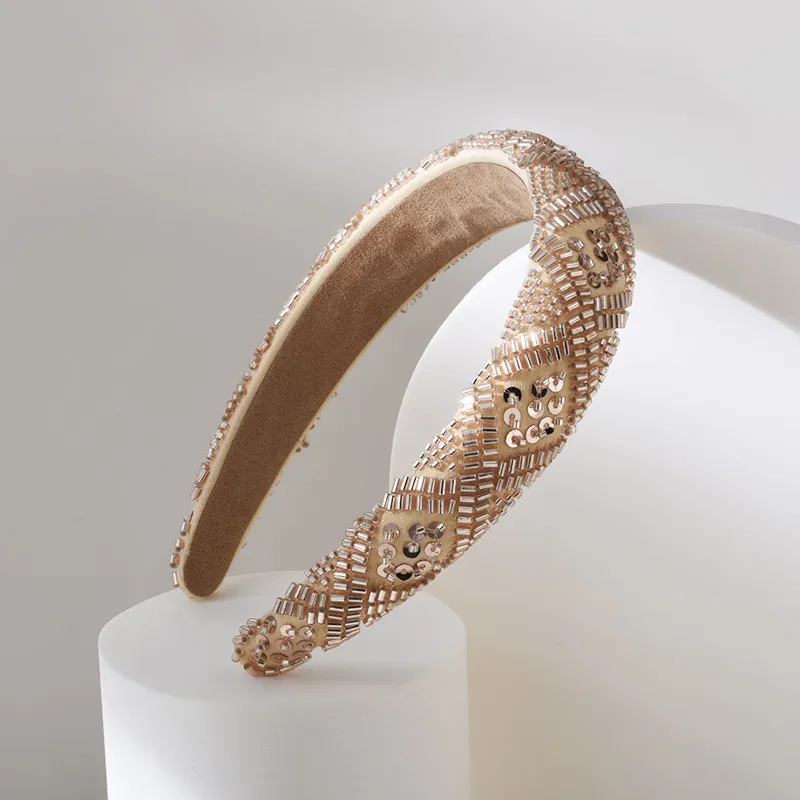 ROYALSASA Acrylic Beads Sequins Acrylic Bottom Clamp Headbands Women's-2