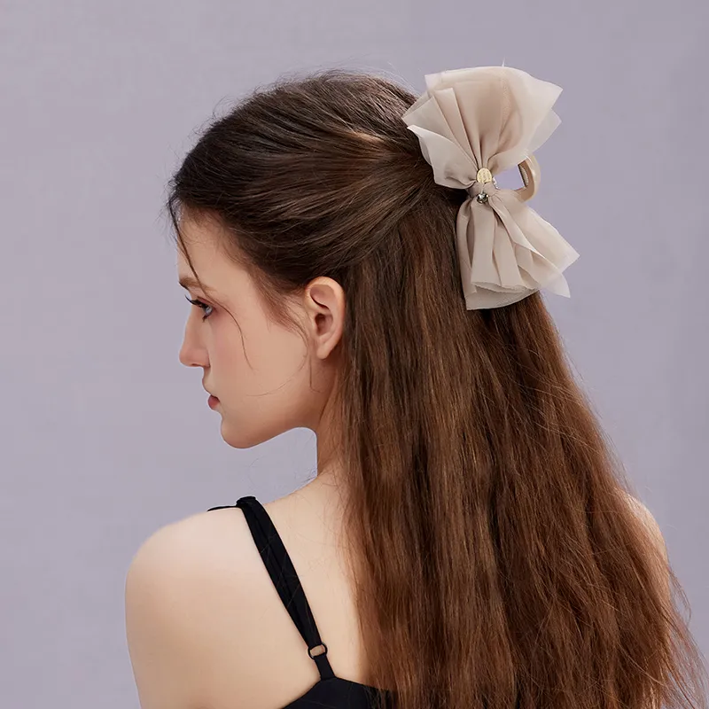 ROYALSASA Silk Chiffon Hair Clips Women's-1