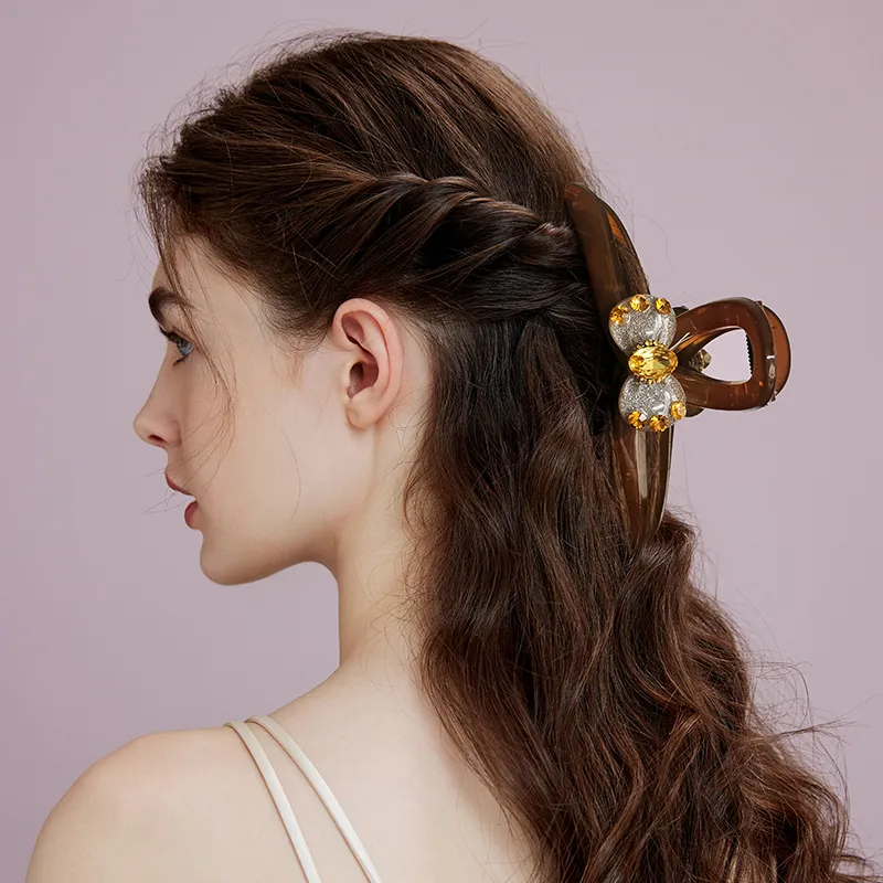 ROYALSASA Acrylic Imitation Crystal Hair Clips Women's-2