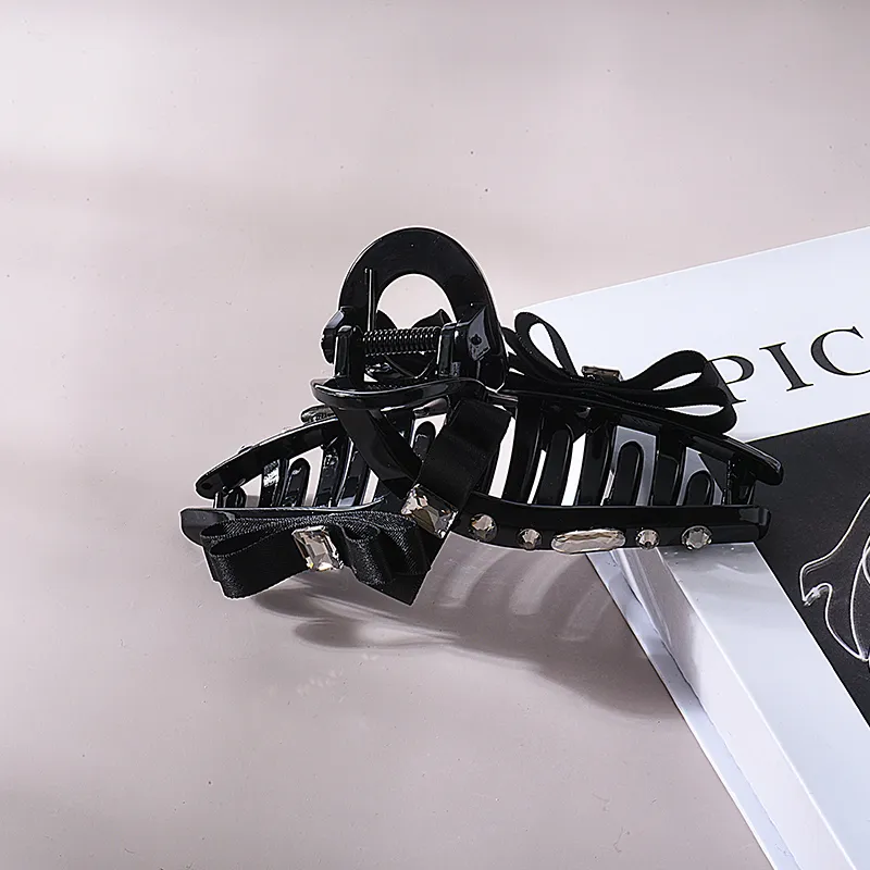 ROYALSASA Polyester Faux Crystal Acrylic Sole Hair Claw Clip Women's-5