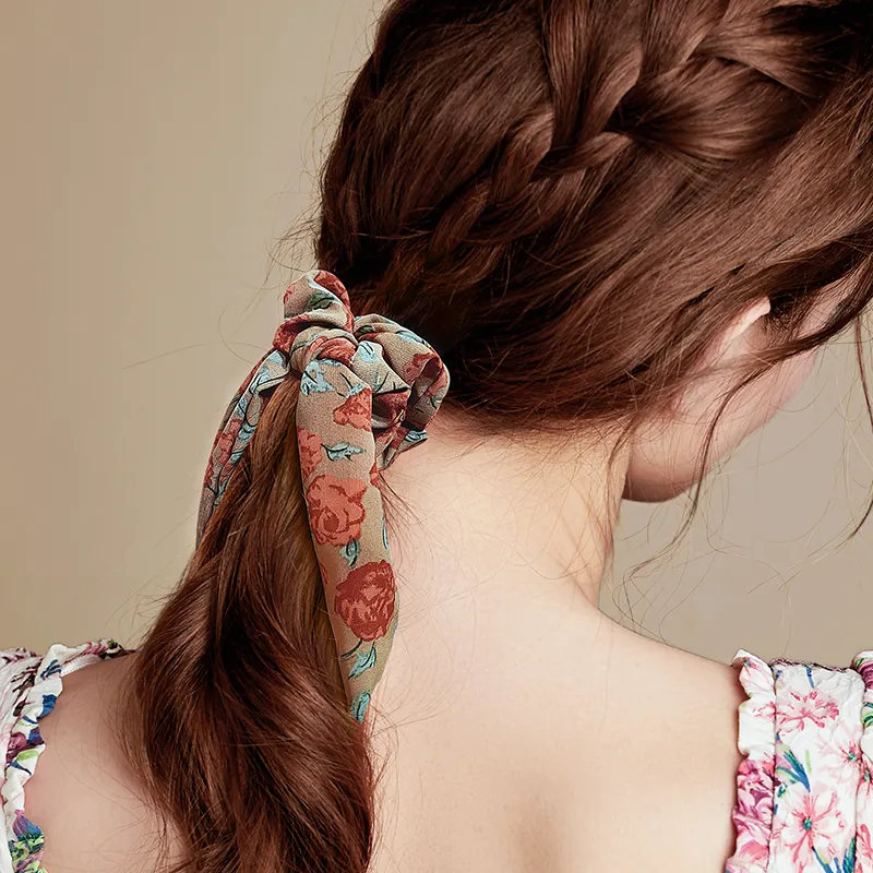 ROYALSASA Fabric Leather Bands Hair Tie Women's-3