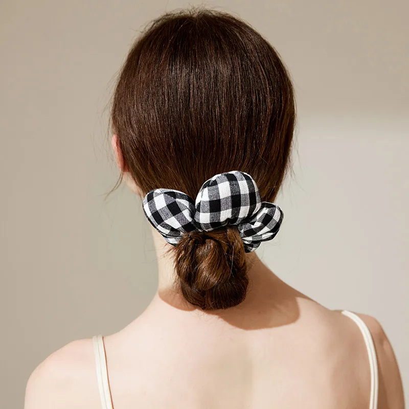 ROYALSASA Cotton Linen Blend Hair Tie Women's-4