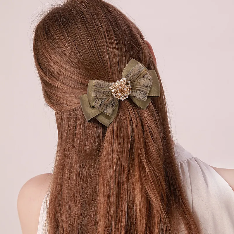 ROYALSASA Fabric, Faux Crystal Hair Clips Women's-3