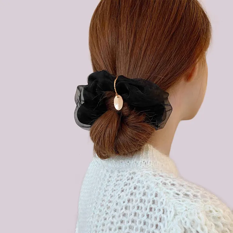 ROYALSASA Silk Chiffon Hair Tie Women's-3