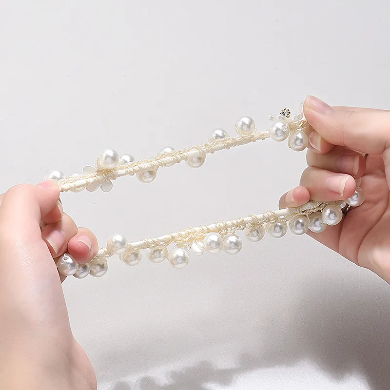 ROYALSASA Rubber Band, Faux Pearl, Faux Crystal Hair Tie Women's-2