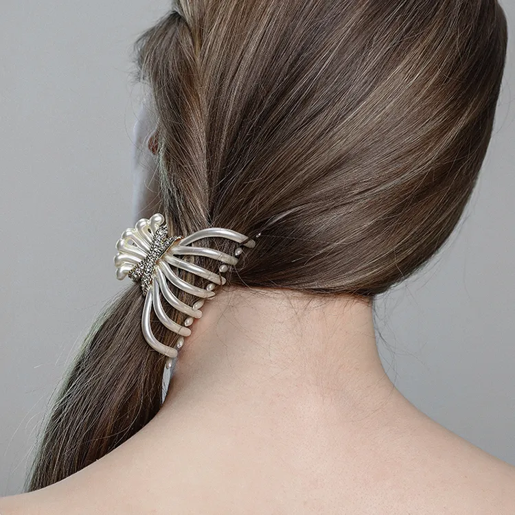 ROYALSASA Faux Crystal Acrylic Hair Clips Women's-1