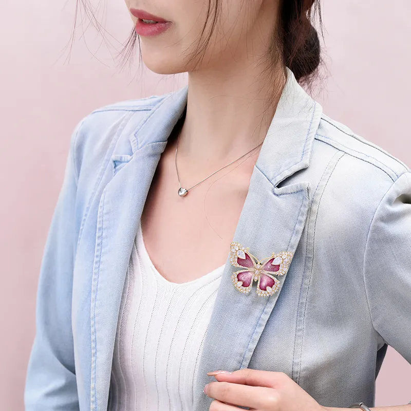 ROYALSASA Faux Crystal, Copper Brooches Women's-5
