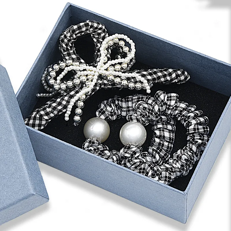 ROYALSASA Cotton Linen Blend, Faux Pearl Hair Clips Women's-1