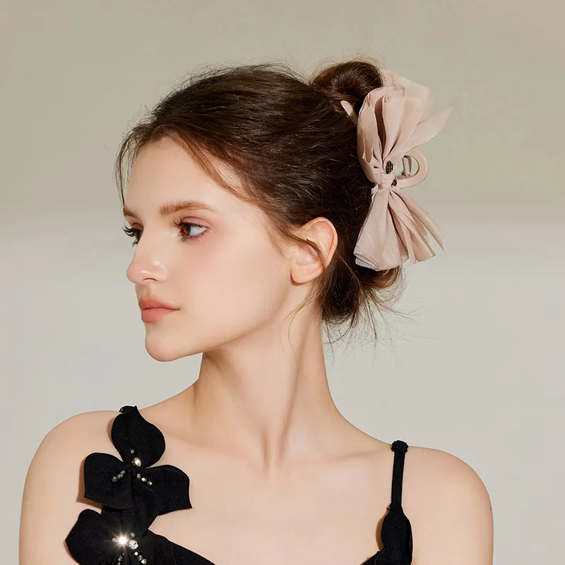 ROYALSASA Silk Chiffon Hair Clips Women's-2