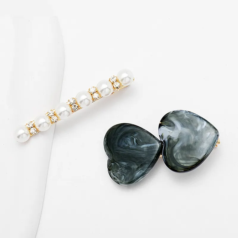 ROYALSASA Acrylic Faux Pearl Hair Clips Women's-4