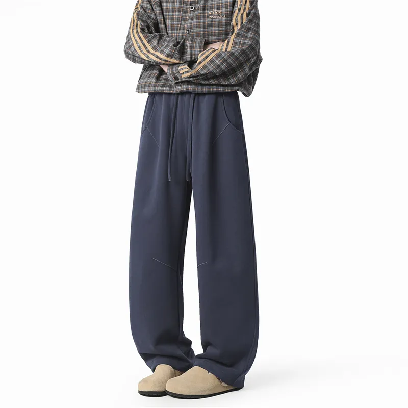 A28T Casual Pants Unisex Navy Blue-1