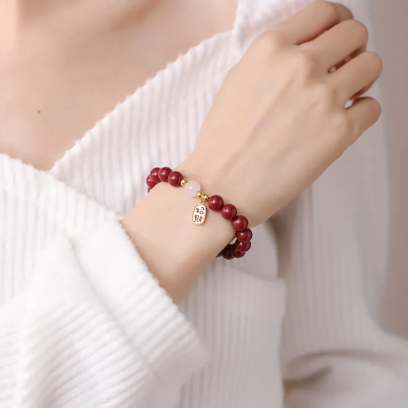 SEVEN COOK Reconstructed Cinnabar Bracelets Unisex-5