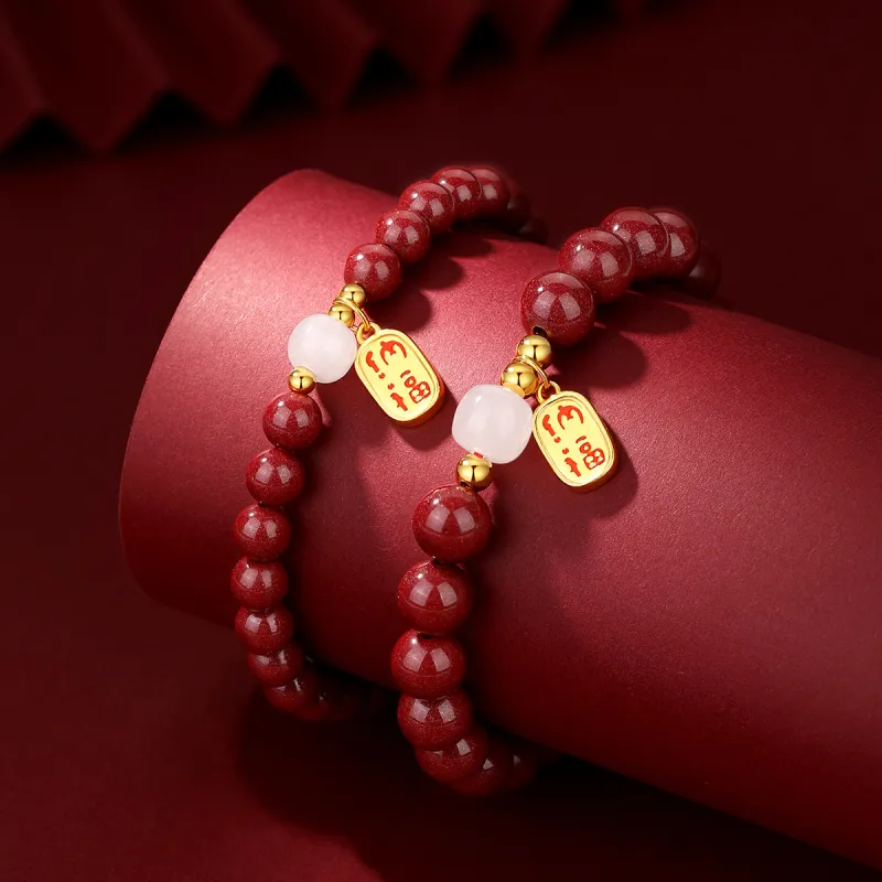 SEVEN COOK Reconstructed Cinnabar Bracelets Unisex-3
