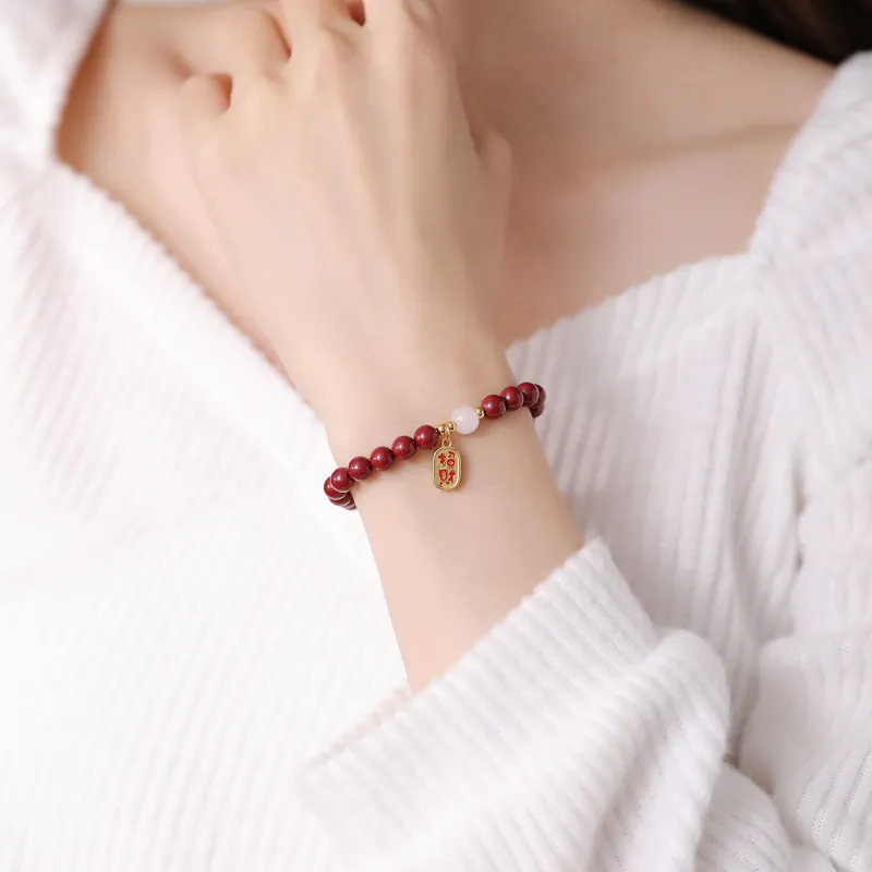 SEVEN COOK Reconstructed Cinnabar Bracelets Unisex-7