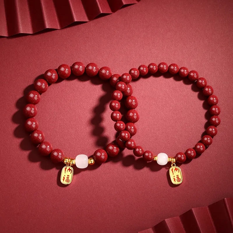 SEVEN COOK Reconstructed Cinnabar Bracelets Unisex-4