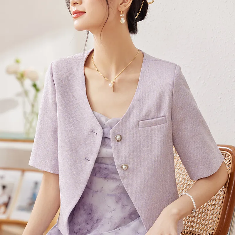 FANQIN Jackets Women's Light Purple-4