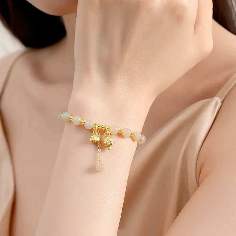 VANA Hetian Jade Bracelets Pale Greenish White Jade Women's-4