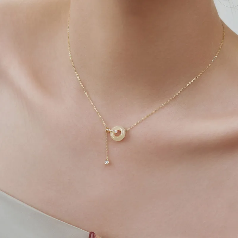 VANA Hetian Jade Necklaces Pale Greenish White Jade Women's-4