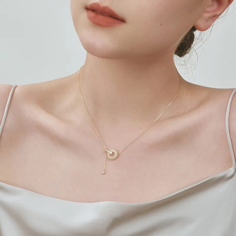 VANA Hetian Jade Necklaces Pale Greenish White Jade Women's-2
