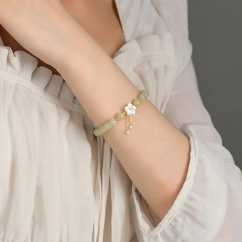 VANA Hetian Jade Bracelets Pale Greenish White Jade Women's-4