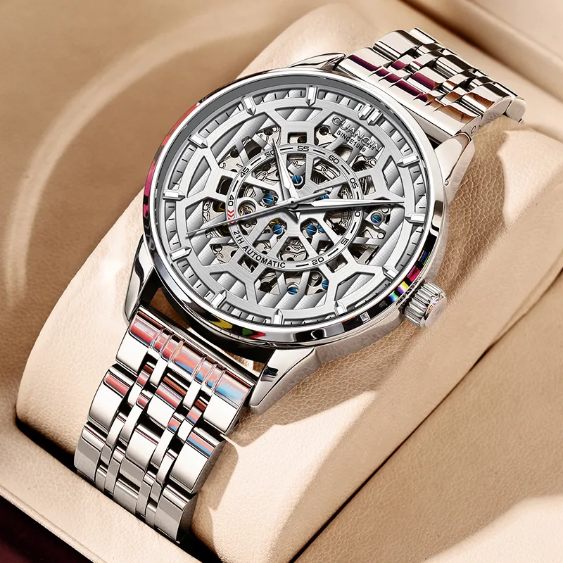 GUANQIN GJ16420 Automatic Mechanical Movement Watch Men's Watches White Dial-6