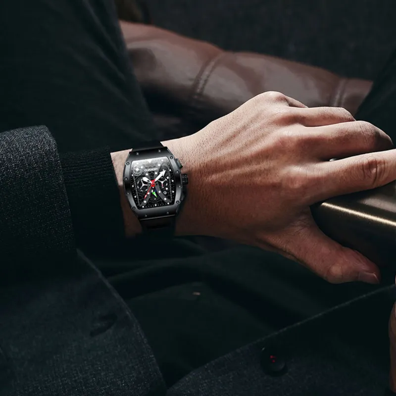 GUANQIN GUANQIN GJ16198 Mechanical Movement Rubber Strap Watch Men's Watches Black Dial-6