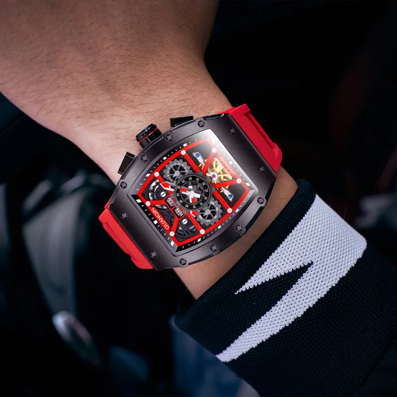 GUANQIN GUANQIN GJ16197 Automatic Mechanical Movement Silicone Strap Watch Men's Watches Cut-Out Dial-30