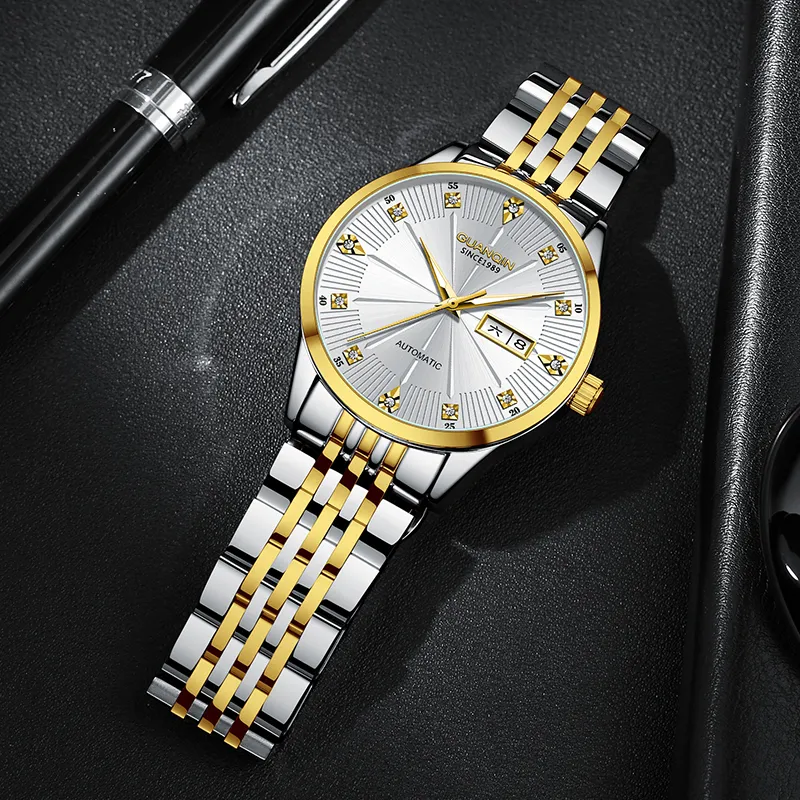 GUANQIN GJ16272 Automatic Mechanical Movement Stainless Steel Watchband Watch Men's Watches Black Dial-16