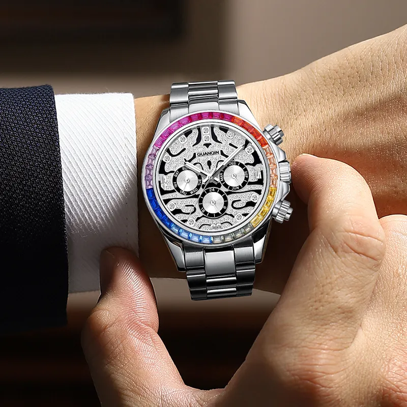 GUANQIN GUANQIN GJ16409 Automatic Mechanical Movement Stainless Steel Watchband Watch Men White Dial-3
