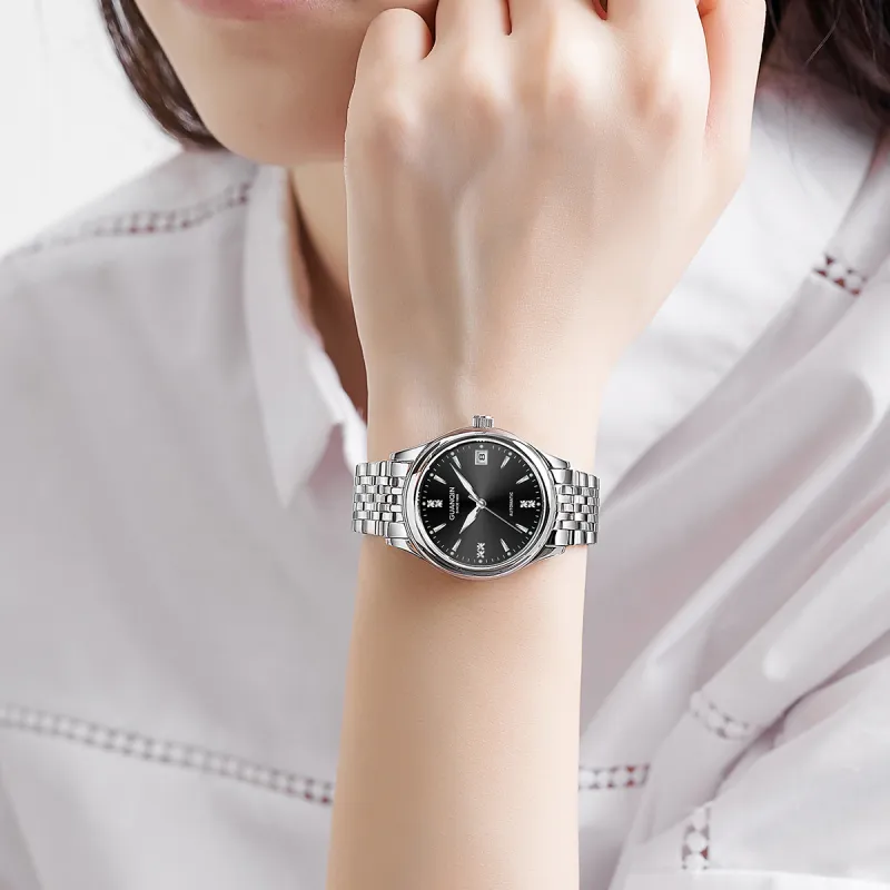 GUANQIN GJ16236 Automatic Mechanical Movement Stainless Steel Watchband Watch Women's Watch White Dial-12