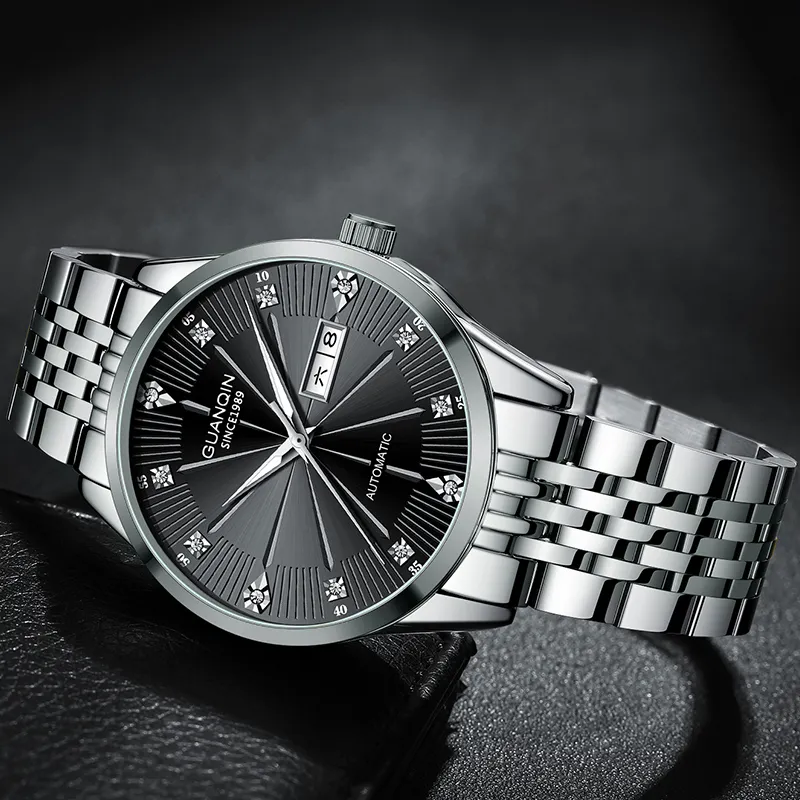 GUANQIN GJ16272 Automatic Mechanical Movement Stainless Steel Watchband Watch Men's Watches Black Dial-3
