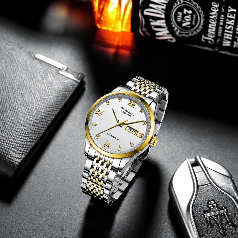 GUANQIN GJ16262 Automatic Mechanical Movement Stainless Steel Watchband Watch Men's Watches Black Dial-13