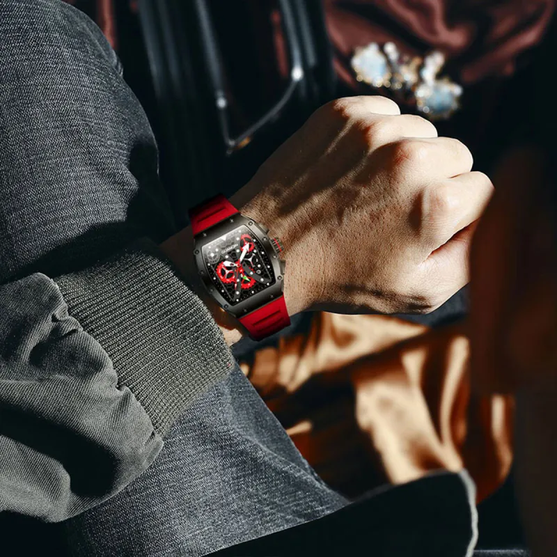 GUANQIN GUANQIN GJ16198 Mechanical Movement Rubber Strap Watch Men's Watches Black Dial-12