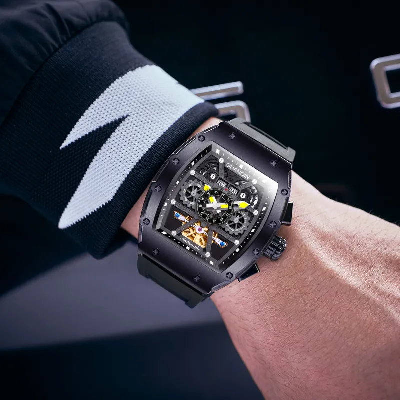 GUANQIN GUANQIN GJ16197 Automatic Mechanical Movement Silicone Strap Watch Men's Watches Cut-Out Dial-19