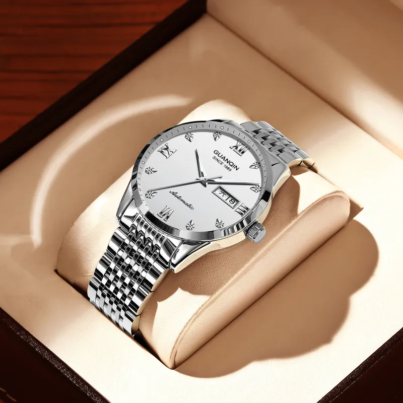 GUANQIN GJ16262 Automatic Mechanical Movement Stainless Steel Watchband Watch Men's Watches Black Dial-5