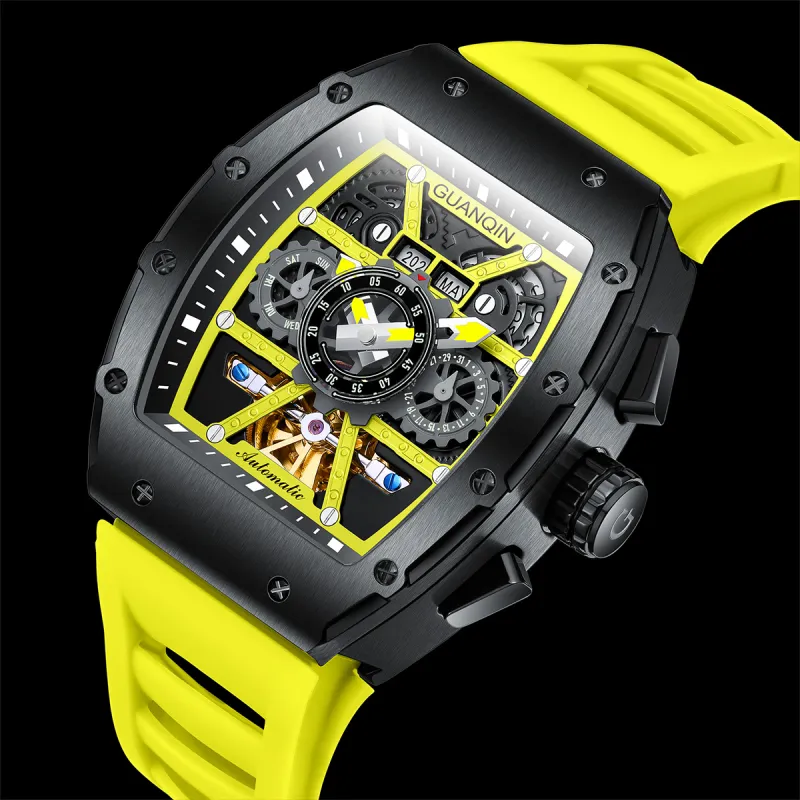 GUANQIN GUANQIN GJ16197 Automatic Mechanical Movement Silicone Strap Watch Men's Watches Cut-Out Dial-16