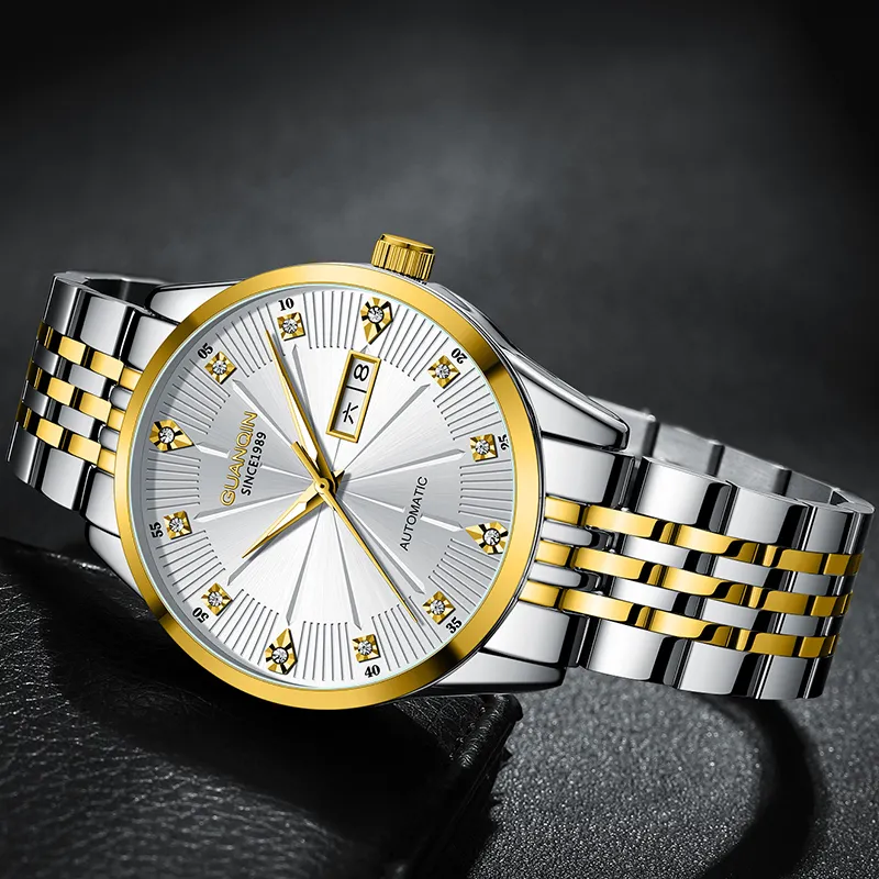 GUANQIN GJ16272 Automatic Mechanical Movement Stainless Steel Watchband Watch Men's Watches Black Dial-17