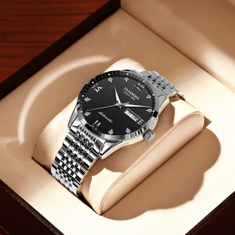 GUANQIN GJ16262 Automatic Mechanical Movement Stainless Steel Watchband Watch Men's Watches Black Dial-1