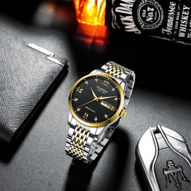 GUANQIN GJ16262 Automatic Mechanical Movement Stainless Steel Watchband Watch Men's Watches Black Dial-11