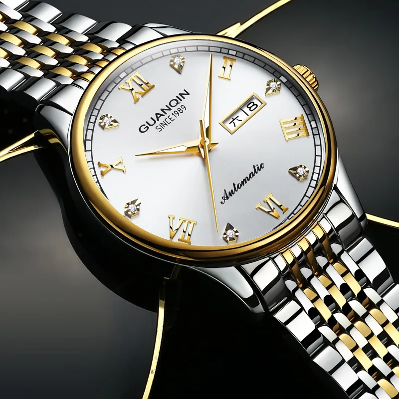 GUANQIN GJ16136.JGD Mechanical Movement Stainless Steel Watchband Watch Men's Watches Silver Dial-2