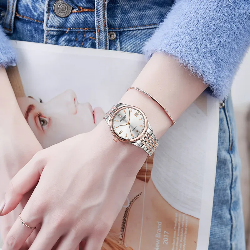 GUANQIN GJ16236 Automatic Mechanical Movement Stainless Steel Watchband Watch Women's Watch White Dial-17