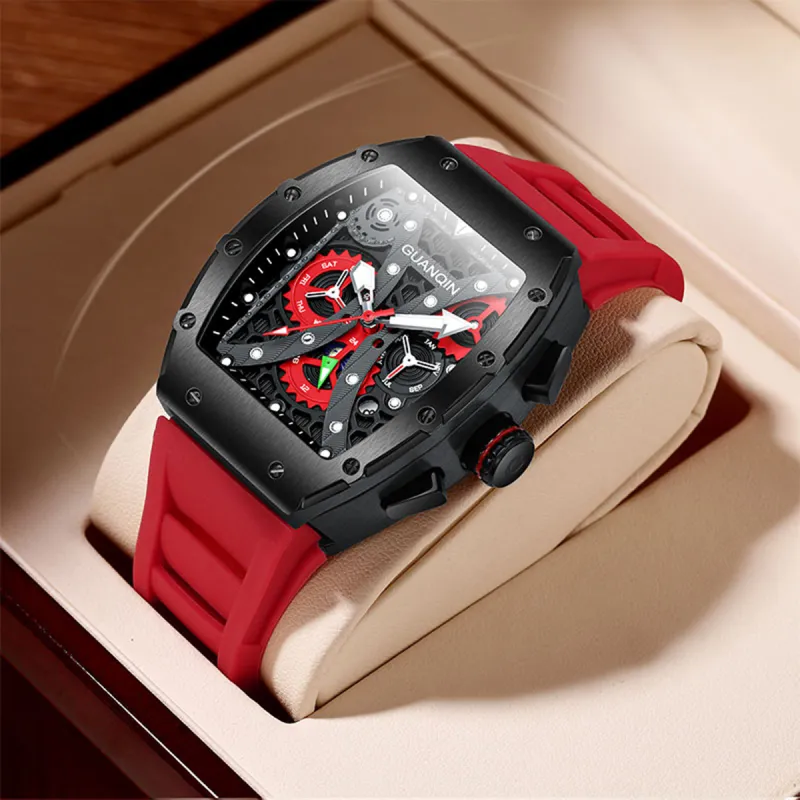 GUANQIN GUANQIN GJ16198 Mechanical Movement Rubber Strap Watch Men's Watches Black Dial-14