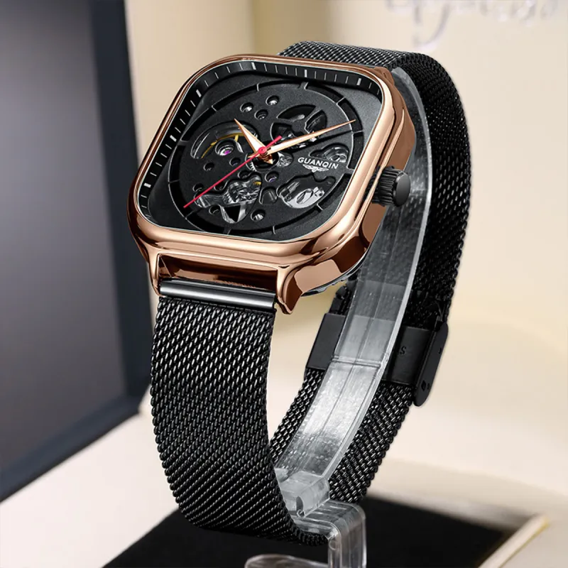 GUANQIN GUANQIN GJ16172.WD Mechanical Movement Stainless Steel Watchband Watch Men's Watches Black Dial-2