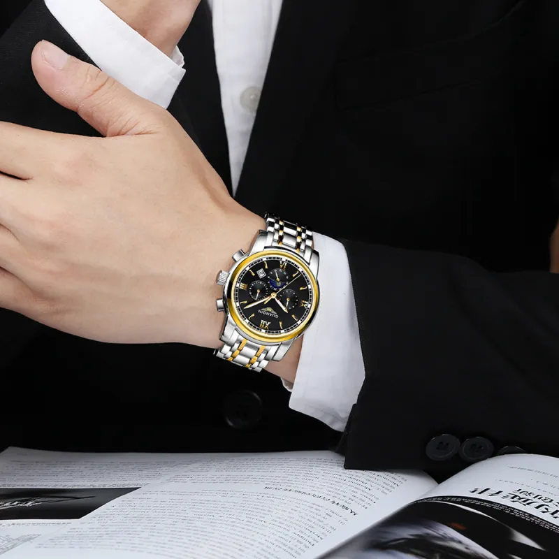 GUANQIN GUANQIN GJ16040.JGD Mechanical Movement Stainless Steel Watchband Watch Men's Watches White Dial-8
