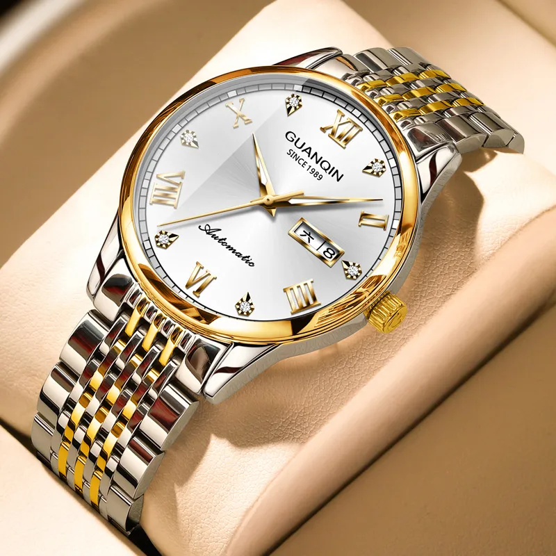 GUANQIN GJ16136.JGD Mechanical Movement Stainless Steel Watchband Watch Men's Watches Silver Dial-3